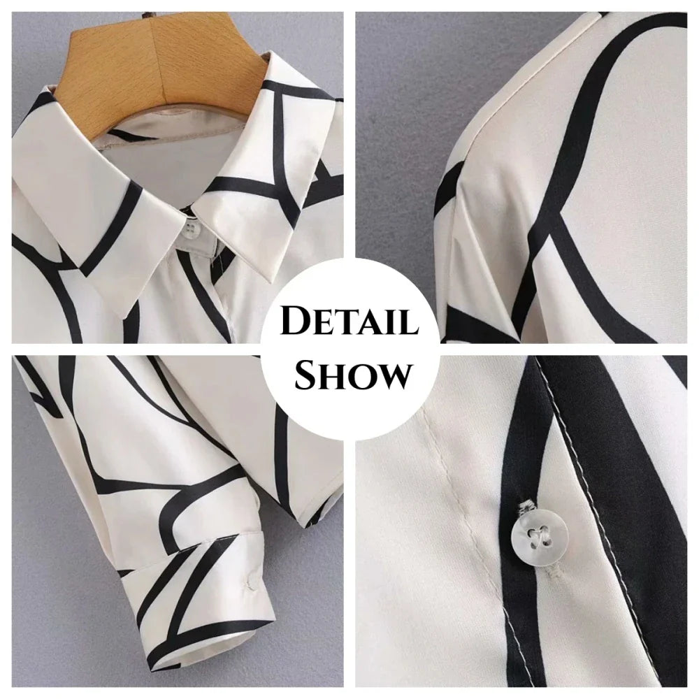 Peacock Print Casual Loose Women's Shirt 2023 Autumn Vintage Women's Oversized Shirts and Blouses Fashion Elegant Women's Tops