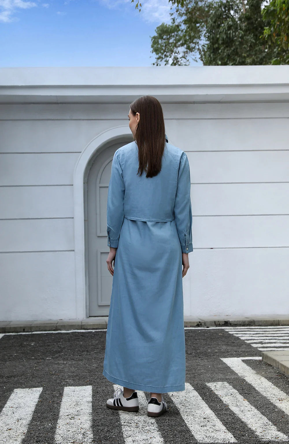 AP SS25 Women Lightweight Denim Wrap Blouse & Slip Dress