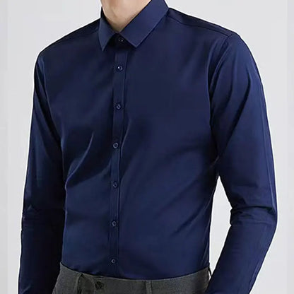 Men's dress shirt long sleeve thin spring and autumn work clothes business casual free ironing breathable slim fashion