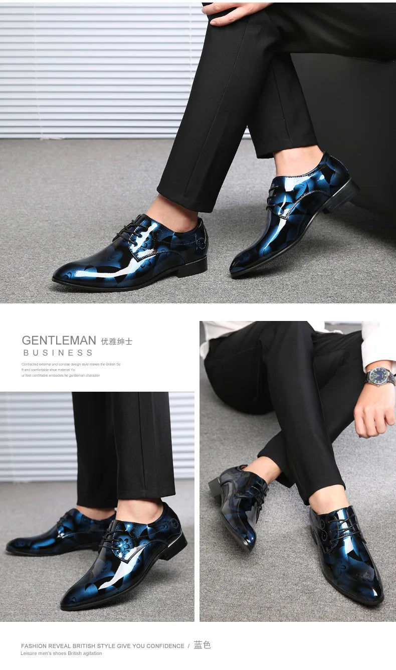 Luxury Men Oxford Shoes Retro Floral Pattern Men Dress Shoes Fashion Lace-Up Flats High Quality Business Men Party Wedding Shoes