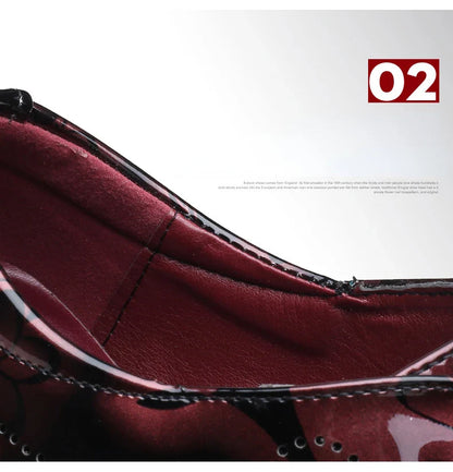 Luxury Men Oxford Shoes Retro Floral Pattern Men Dress Shoes Fashion Lace-Up Flats High Quality Business Men Party Wedding Shoes