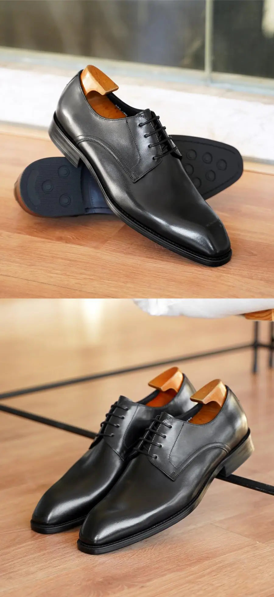 Men's Business Casual Shoes Distressed Wood Grain Square Toe Leather Derby Comfortable Office Wear Formal Dress Shoes Footwear