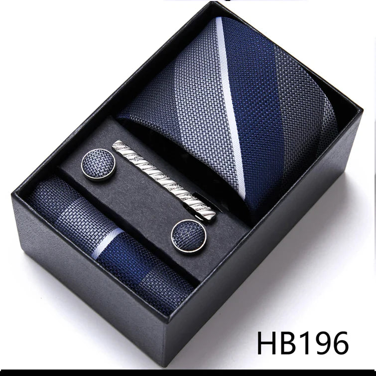 Jacquard Fashion Brand Tie Pocket Squares Set For Men Tie Handkerchief  Cufflink Necktie Gift Box Fit Wedding Holiday Workplace