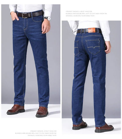 2024 New Stretch Slim Fit Pants Comfortable Soft Business Denim Trousers Male Brand Clothing Men Fashion Straight Jeans 28-40