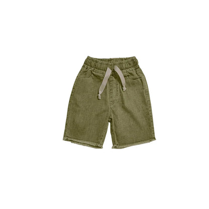 AP 2025 SS washed green denim Fringe collection boys girls fashion cotton jeans dress shirt skirt family clothing