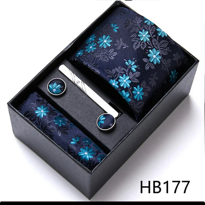Jacquard Fashion Brand Tie Pocket Squares Set For Men Tie Handkerchief  Cufflink Necktie Gift Box Fit Wedding Holiday Workplace