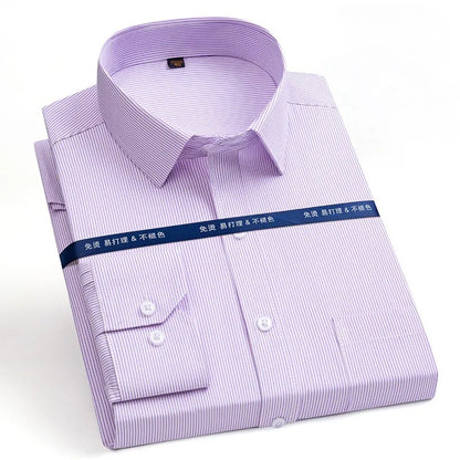 2024 Men's Long-sleeved Plaid Casual Shirts Fashion Classic Striped Business Social Dress Shirts Breathable Cotton Men Blousers