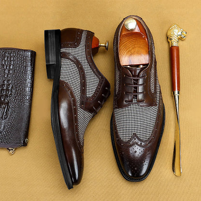 Casual Shoes For Men Men'S Large Size British Style Leather Shoes Color Matching Lace-Up Men'S Uniquely Designed Leather Shoes