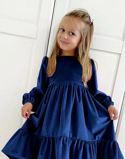 Children's Dress New Spring and Autumn Dress Girls' Ruffle Edge Long Sleeve Suede Dress Boys' Long Sleeve Corduroy Dress
