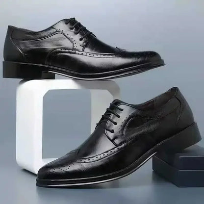 Casual Men Shoes Retro Brogue Shoe Non-slip Business Men Leather Shoe Breathable Lace-up Male Dress Footwear Comfortable Oxfords