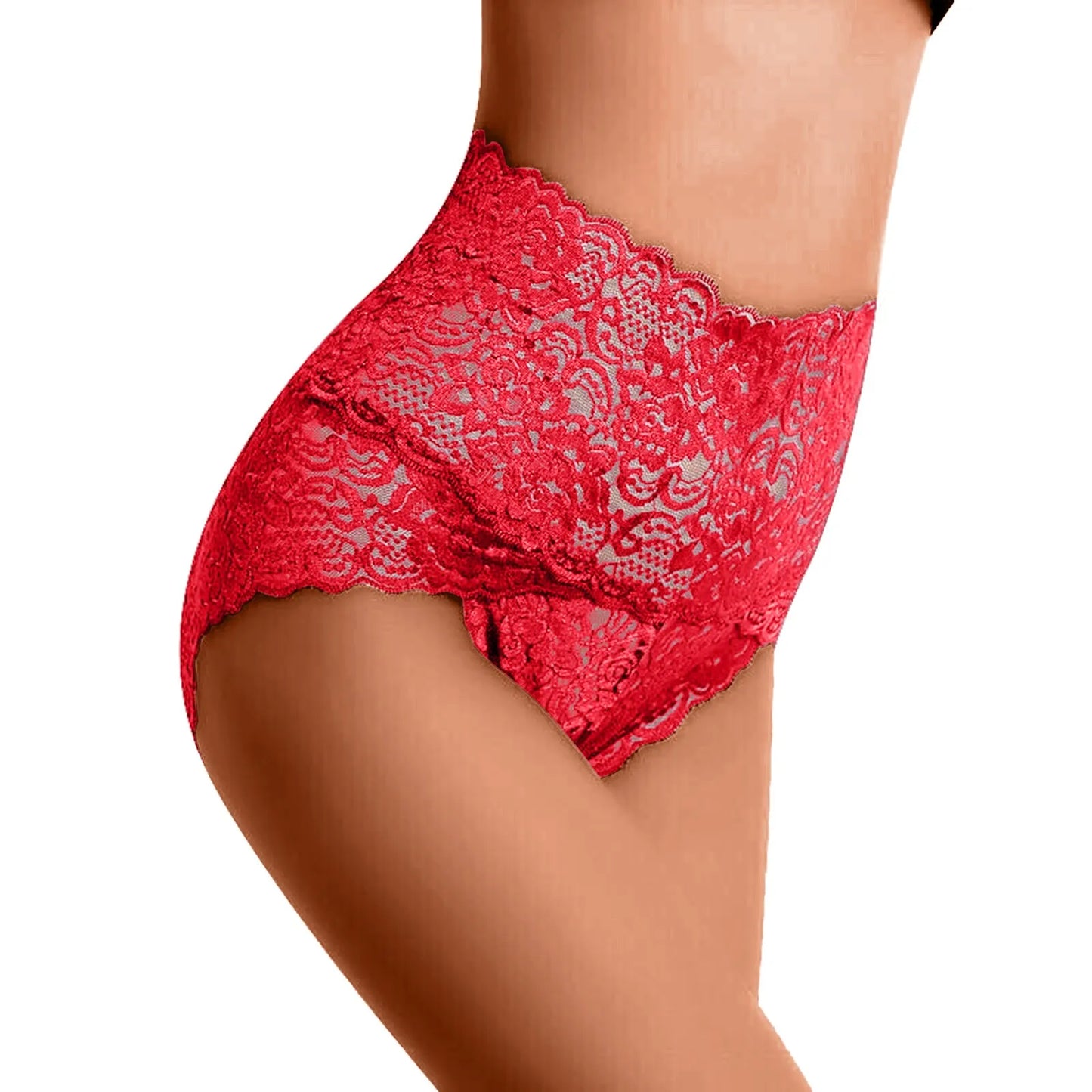Sexy High Waist Underwear Women's Thin Hollow Lace Ladies Panties Solid Cotton Crotch Large Size High Waist Panties For Women