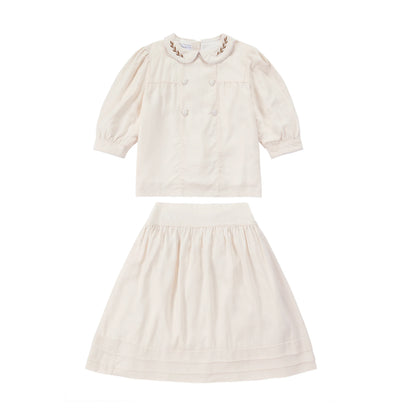 AS Linen Embroidery Collection 25SS Familly Match Clothing Set Girls Linen Dress Boy Shirt and Shorts