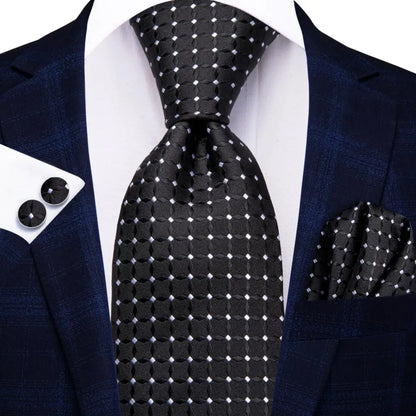 Hi-Tie Psialey Black Gold Silk Elegant Tie For Men Groom Wedding Men Necktie Pocket Square Cufflink Accessory Wholesale Designer