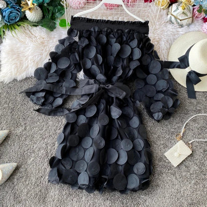 2024 Spring Sexy off shoulder dresses bandage short Dress summer flower Party casual Women beach holiday a-line elegant dress