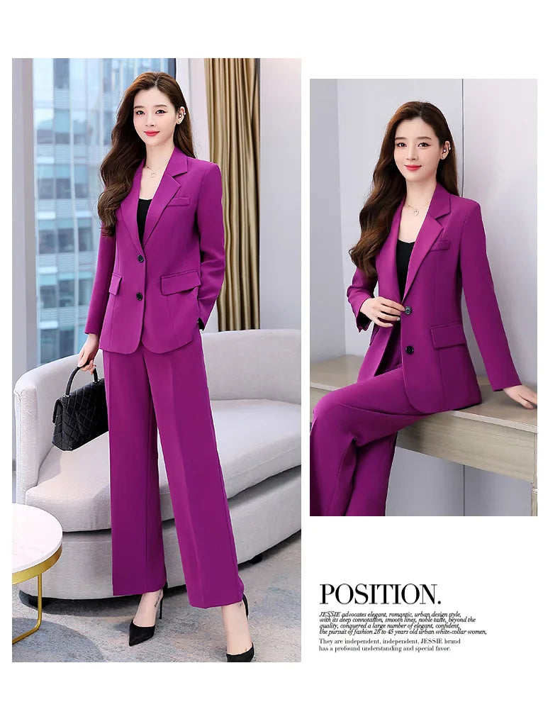 Fashion Casual Pants Suit the New Korean Pop Lapel Loose Pants Blouse Professional Suit Two-piece Women Elegant Set