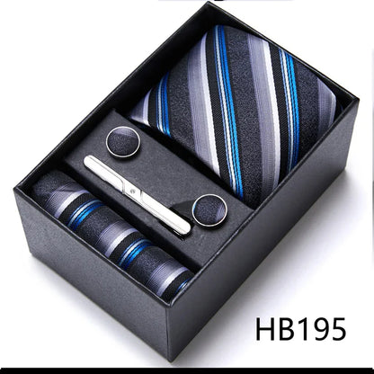 Jacquard Fashion Brand Tie Pocket Squares Set For Men Tie Handkerchief  Cufflink Necktie Gift Box Fit Wedding Holiday Workplace