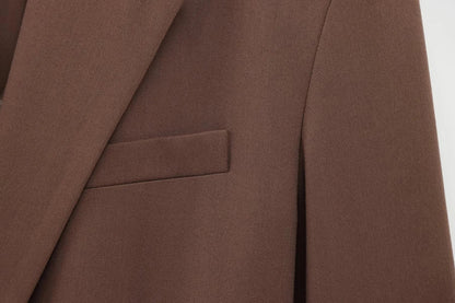 KONDALA 2026 Spring Office Lady Elegant Brown Women Suit Fashion Casual Sashes Oversized Shrug Blazer Chic Zipper Long Pant