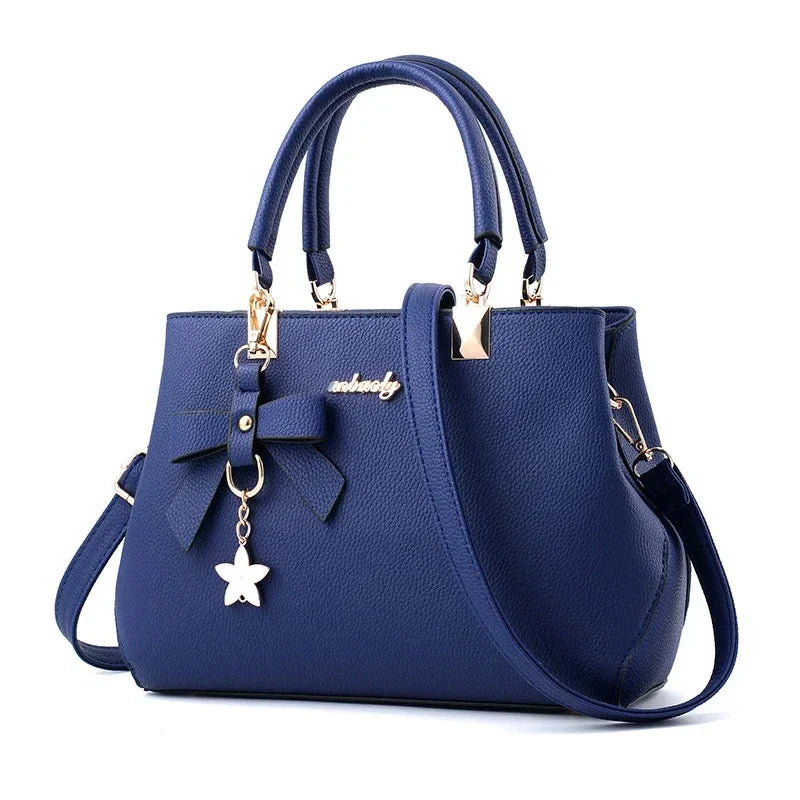 Elegant Women Messenger Bags With Flower Pendant Office Ladies Totes Pure Handbag For Female Crossbody Shoulder Bags