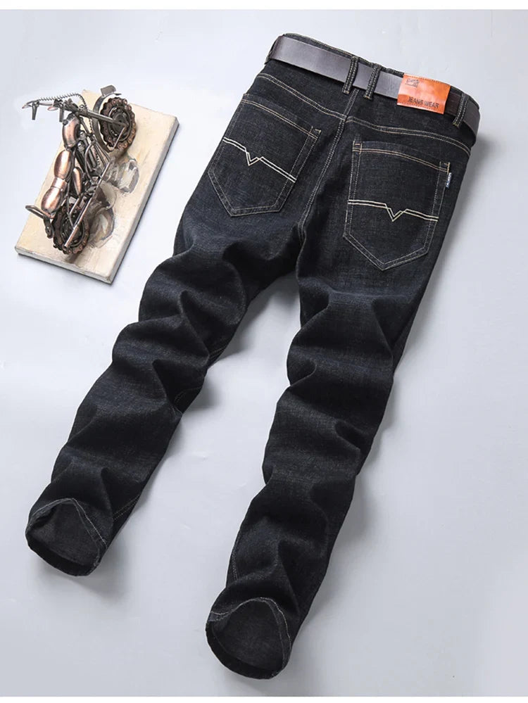 2024 New Stretch Slim Fit Pants Comfortable Soft Business Denim Trousers Male Brand Clothing Men Fashion Straight Jeans 28-40
