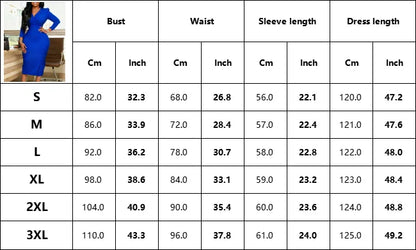 Elegant Bodycon Dresses for Women V Neck Full Sleeve Solid Sheath Package Hips Mid Calf Professional Business Work Dress Midi OL