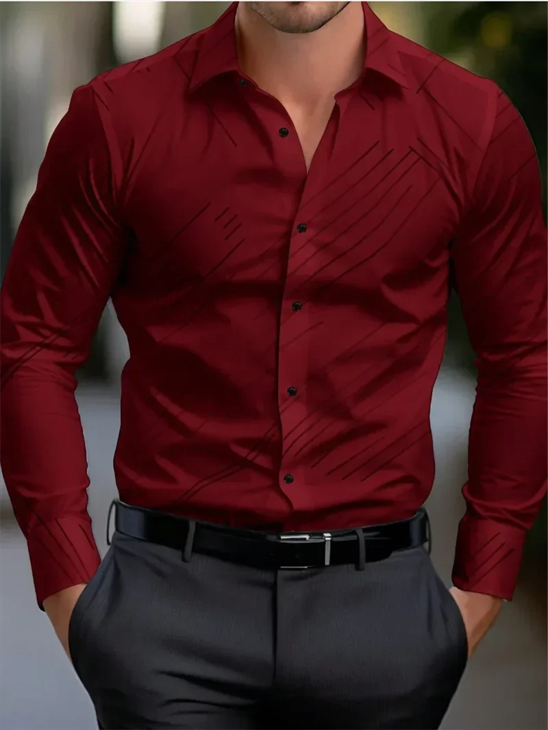 3D printed long sleeved ultra-fine fiber blended men's fashionable and handsome clothing casual shirt