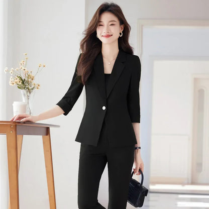 NAVIU Women Spring New Fashion Professional Suits Matching Set Korean Elegant Casual Blazer Coat Pants Two Piece Female Clothing