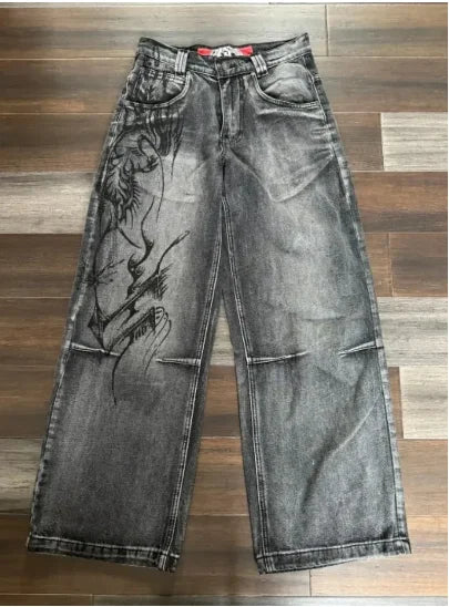High-quality New Jeans Y2K Street Popular Multicolor U Brand Retro Wide-leg Pants Unisex Casual Loose Joker Couple Jeans Pants