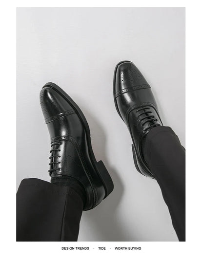 Classic Office Dress Shoes Trend Casual Business Oxford Shoes For Men Social Wedding Brogues Social Leather Shoes Male