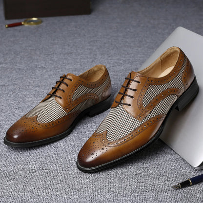 Casual Shoes For Men Men'S Large Size British Style Leather Shoes Color Matching Lace-Up Men'S Uniquely Designed Leather Shoes