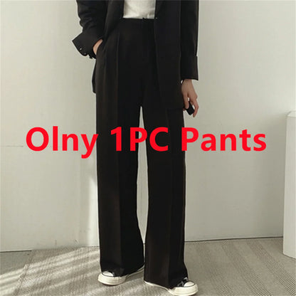 2026 Spring New Women's Clothing Suit Jacket Casual Pants Set Wide Leg Suit Pants Elegant Office Lady Business Suit Set Blazers