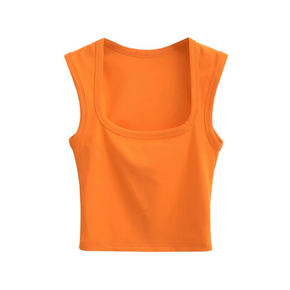 Deep Square Collar Vests 2023 Summer New Fashion Sexy Women's Crop Tops Sling Vest Camis