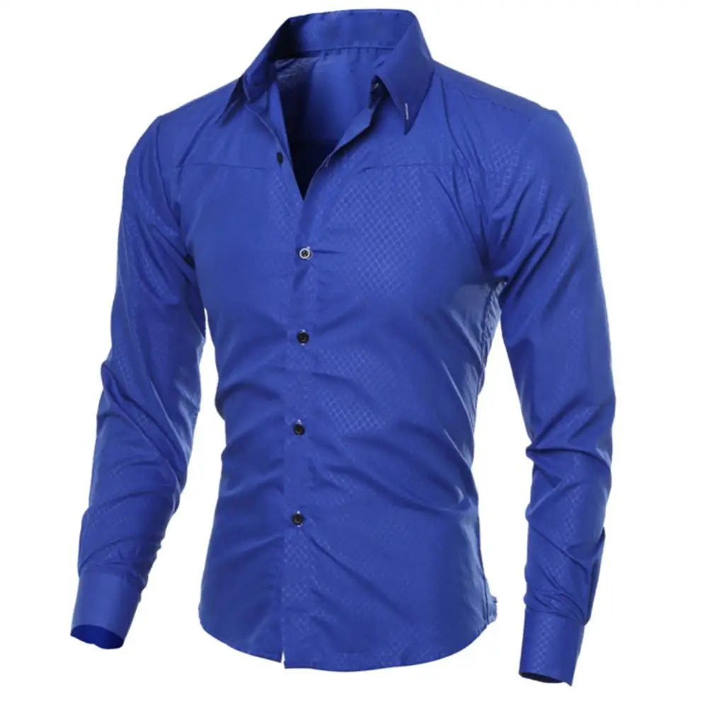Fashion spring autumn Men Shirts New Arrivals Slim Fit Male Shirt Solid Long Sleeve British Style Office Cotton Men's Shirt