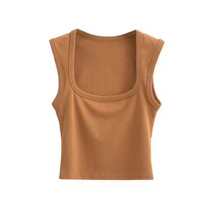 Deep Square Collar Vests 2023 Summer New Fashion Sexy Women's Crop Tops Sling Vest Camis