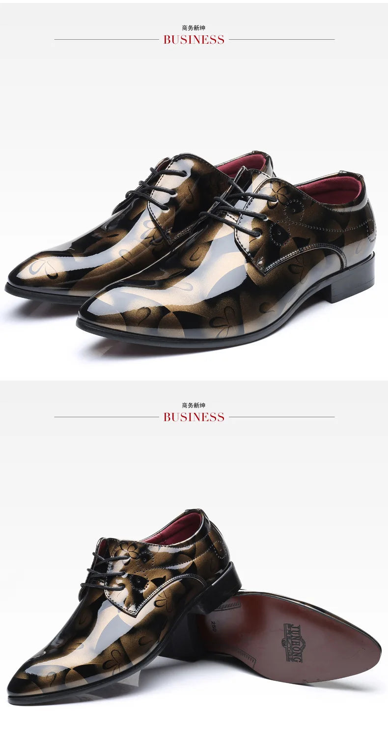 Luxury Men Oxford Shoes Retro Floral Pattern Men Dress Shoes Fashion Lace-Up Flats High Quality Business Men Party Wedding Shoes