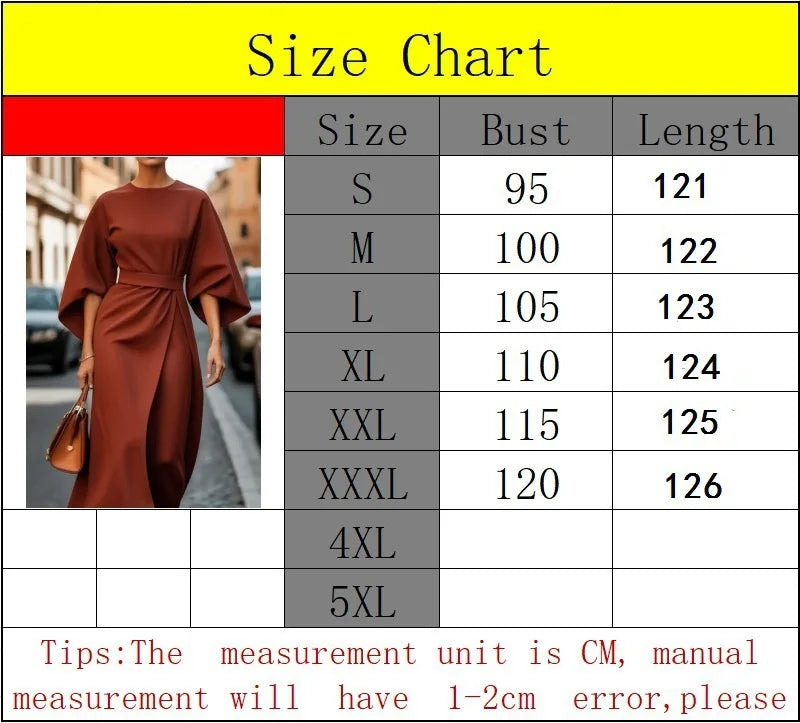 Spring Summer New Women's Fashion Style Elegant Solid Color Waist Dress Casual Bat Sleeve Long Dress Vestidos Para Mujer