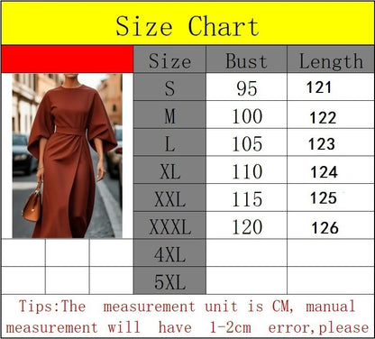 Spring Summer New Women's Fashion Style Elegant Solid Color Waist Dress Casual Bat Sleeve Long Dress Vestidos Para Mujer
