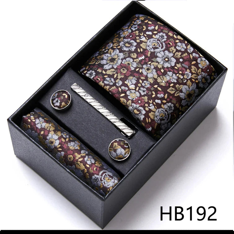 Jacquard Fashion Brand Tie Pocket Squares Set For Men Tie Handkerchief  Cufflink Necktie Gift Box Fit Wedding Holiday Workplace