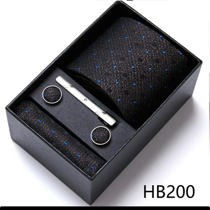 Jacquard Fashion Brand Tie Pocket Squares Set For Men Tie Handkerchief  Cufflink Necktie Gift Box Fit Wedding Holiday Workplace