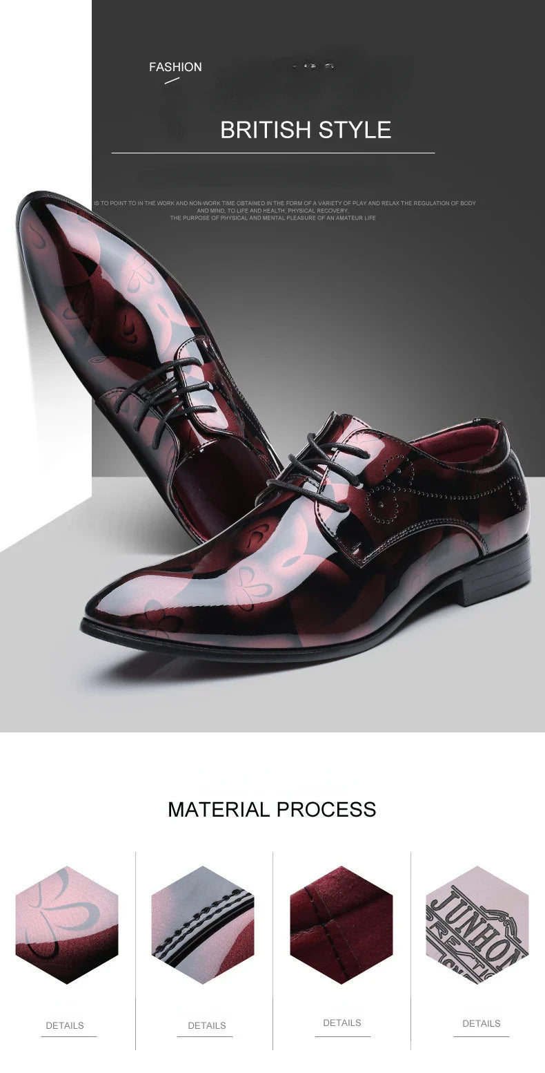 Luxury Men Oxford Shoes Retro Floral Pattern Men Dress Shoes Fashion Lace-Up Flats High Quality Business Men Party Wedding Shoes