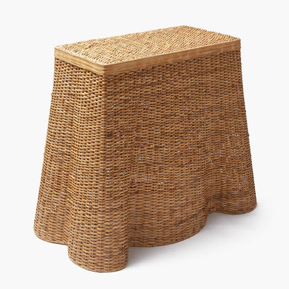 Small Vivienne Rattan Scalloped Console Table