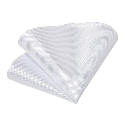 Solid White Polyester Ties for Men Wedding Party Suits Accessories 8cm Neck Tie Handkerchief Cufflinks Gift for Husband