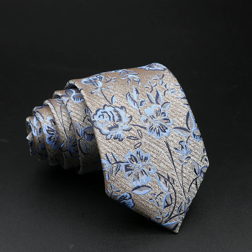 New Style Fashion Jacquard Floral Paisley Necktie Polyester Male Narrow Red Blue Tie Suit Shirt Gift For Men Accessory Gravatas