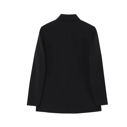 ETJ 2025  Women's Spring New suit Set with shoulder padded double-breasted blazer & high-waisted pleated wide-legged pants