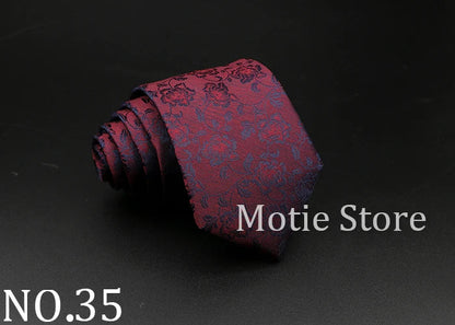 New Style Fashion Jacquard Floral Paisley Necktie Polyester Male Narrow Red Blue Tie Suit Shirt Gift For Men Accessory Gravatas