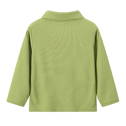 Children's solid color POLO shirt boy handsome fashion sports T-shirt girl lapel casual and comfortable half sleeve.