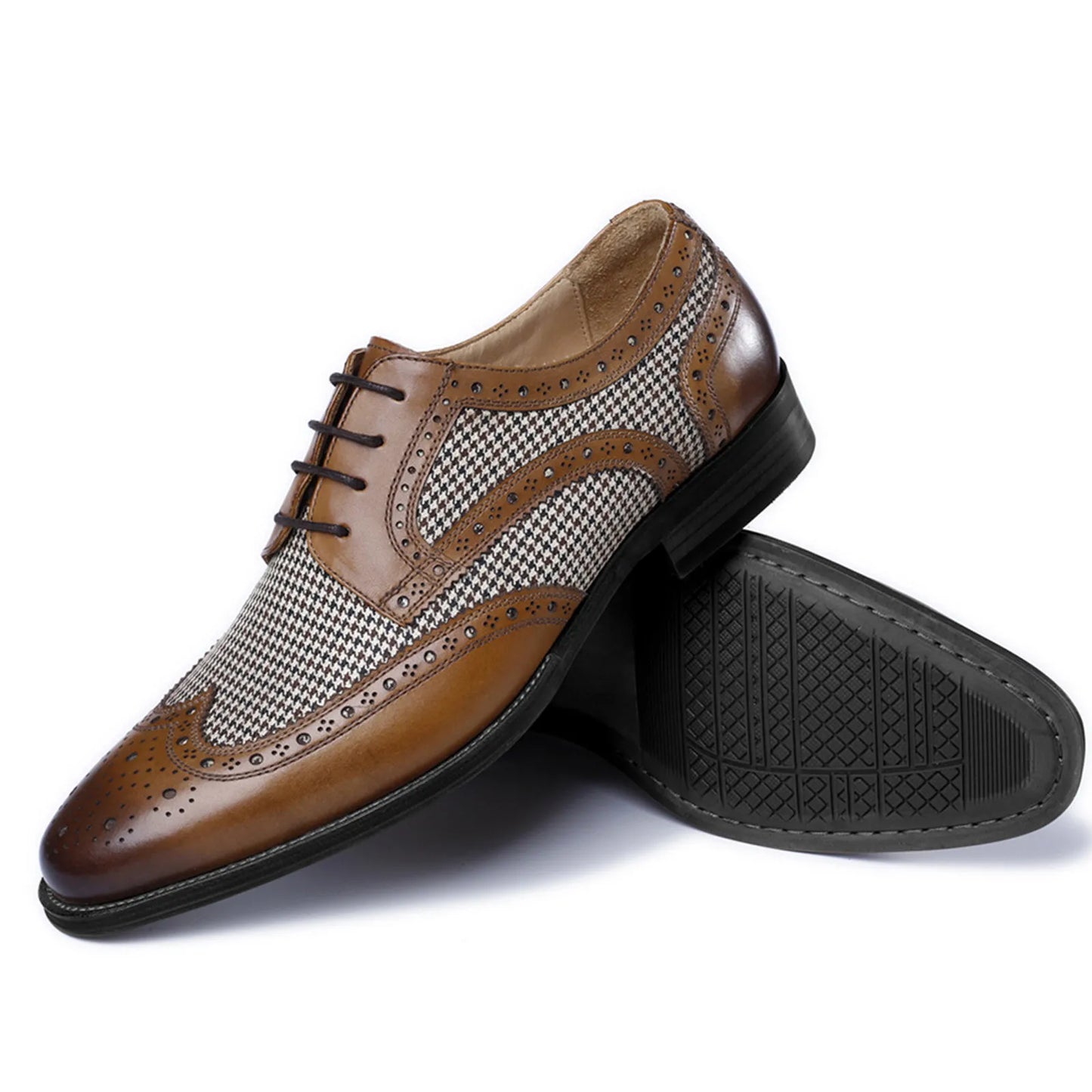 Casual Shoes For Men Men'S Large Size British Style Leather Shoes Color Matching Lace-Up Men'S Uniquely Designed Leather Shoes