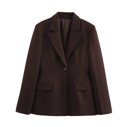 KONDALA Chic Casual Solid Women Suit Pockets Button Blazer Straight Loose Pants Zipper Skirt New Fashion 2025 Autumn Winter Sets