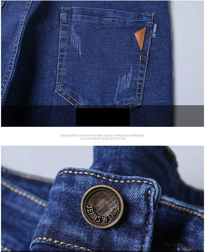 Men Fashion Straight Jeans Men 2024 New Stretch Slim Fit Pants Comfortable Soft Business Denim Trousers Male Brand Clothing