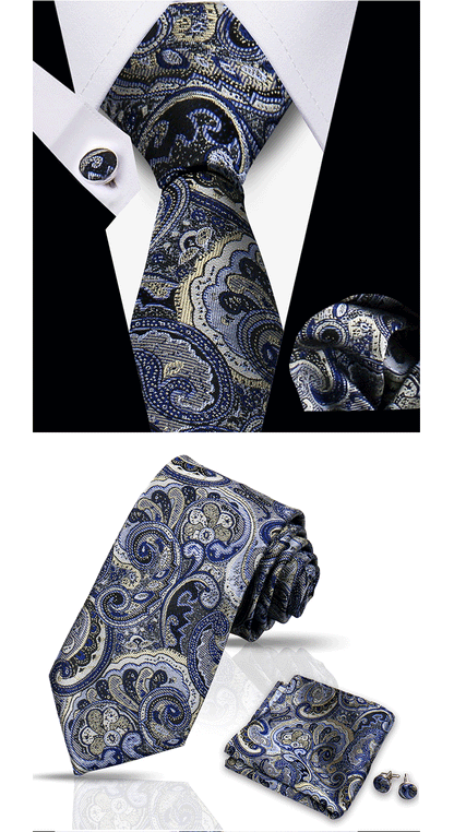 Tie For Men Classic Plaid Handkerchiefs Red Necktie Cufflinks For Men Blouse Business Wedding Accessories Women Collar Man Gift