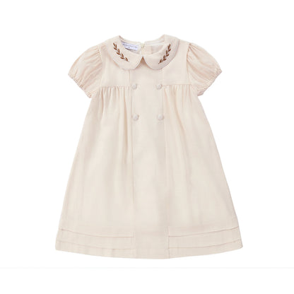 AS Linen Embroidery Collection 25SS Familly Match Clothing Set Girls Linen Dress Boy Shirt and Shorts